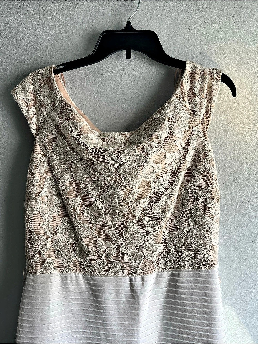 J. Taylor Lace Bodice Mini Dress in Pink & White Like New
